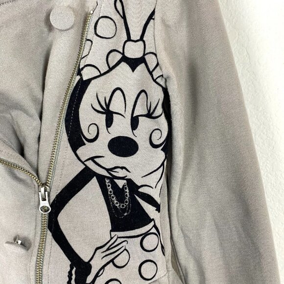 Disney Parks Minnie Mouse Paris Jacket Gray Ruffle Peplum Zip XS - Picture 7 of 9